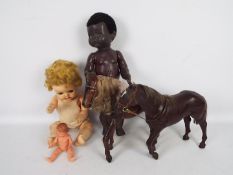 Pedigree - Sindy - Rheinische Gummi - 3 x vintage dolls and 2 x Sindy horses.
