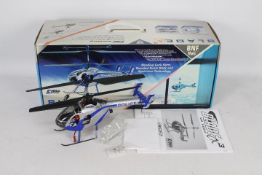 A boxed E-flite Blade CX3 MD 520N BINDnFLY remote control helicopter H 18 cm L 41.5 cm.