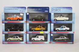 Corgi Vanguards - 9 x boxed 1:43 scale die-cast model Ford and Police vehicles - Lot includes a