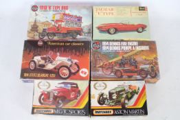 Airfix - Revell - Matchbox - 6 boxed model kits including Jaguar E Type in 1:25 scale # H-1280,