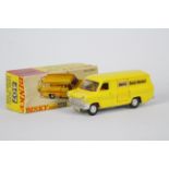 Dinky - A boxed 1970s Dinky # 407 Ford Transit Mk1 in Hertz yellow livery with a silver base.