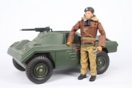 Palitoy, Action Man - A vintage brown flock hair Action Man figure in Tank Commander outfit,
