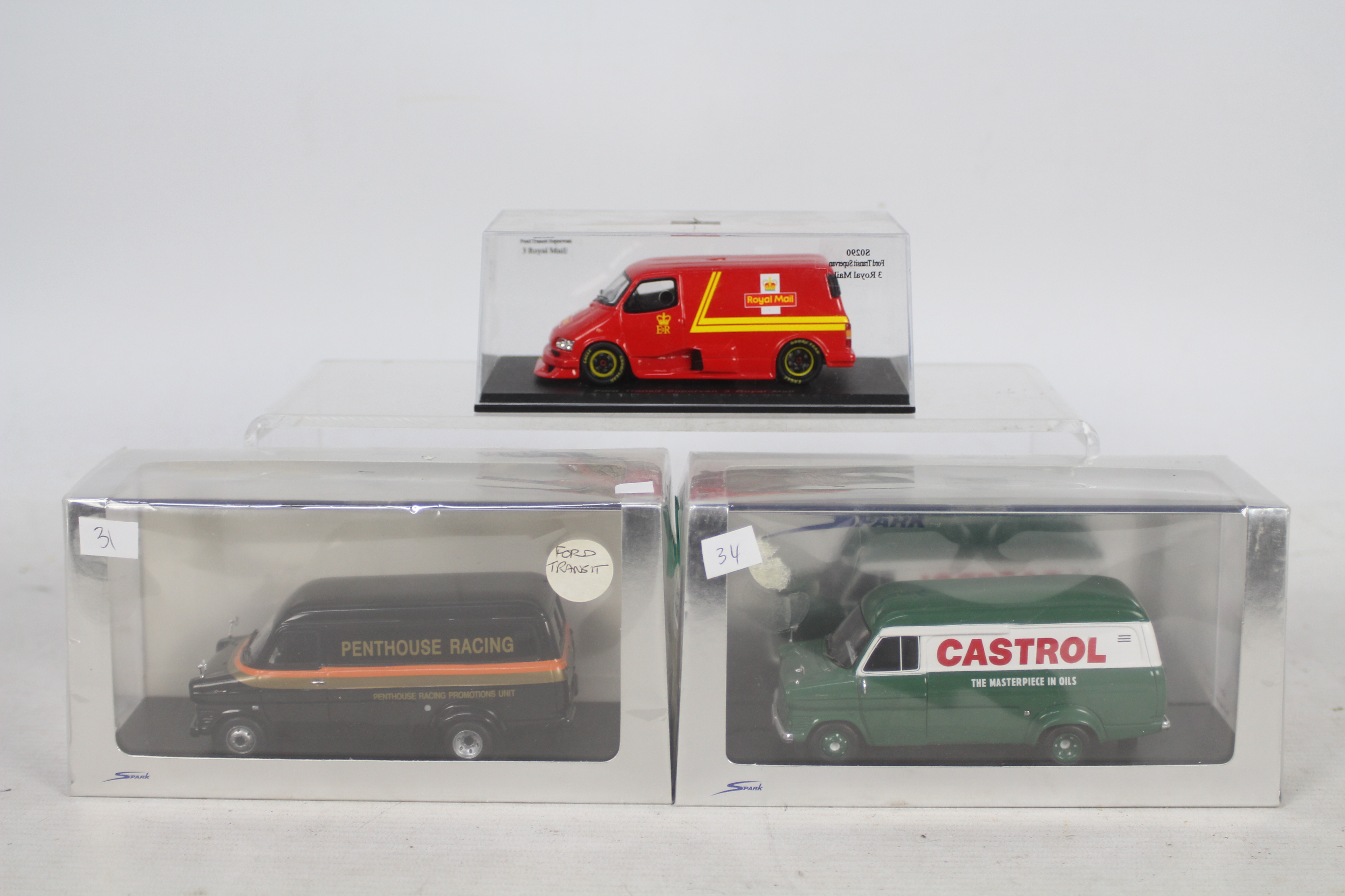 Spark - 3 x boxed die-cast model vans - Lot includes a #S0290 Royal Mail Ford Transit van,