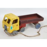 Unknown Maker - A large vintage wooden pull along 1940s style lorry,