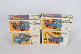 NN Toys - A collection of 4 boxed Bedford TK friction drive trucks, a Cement Tipper # 503,