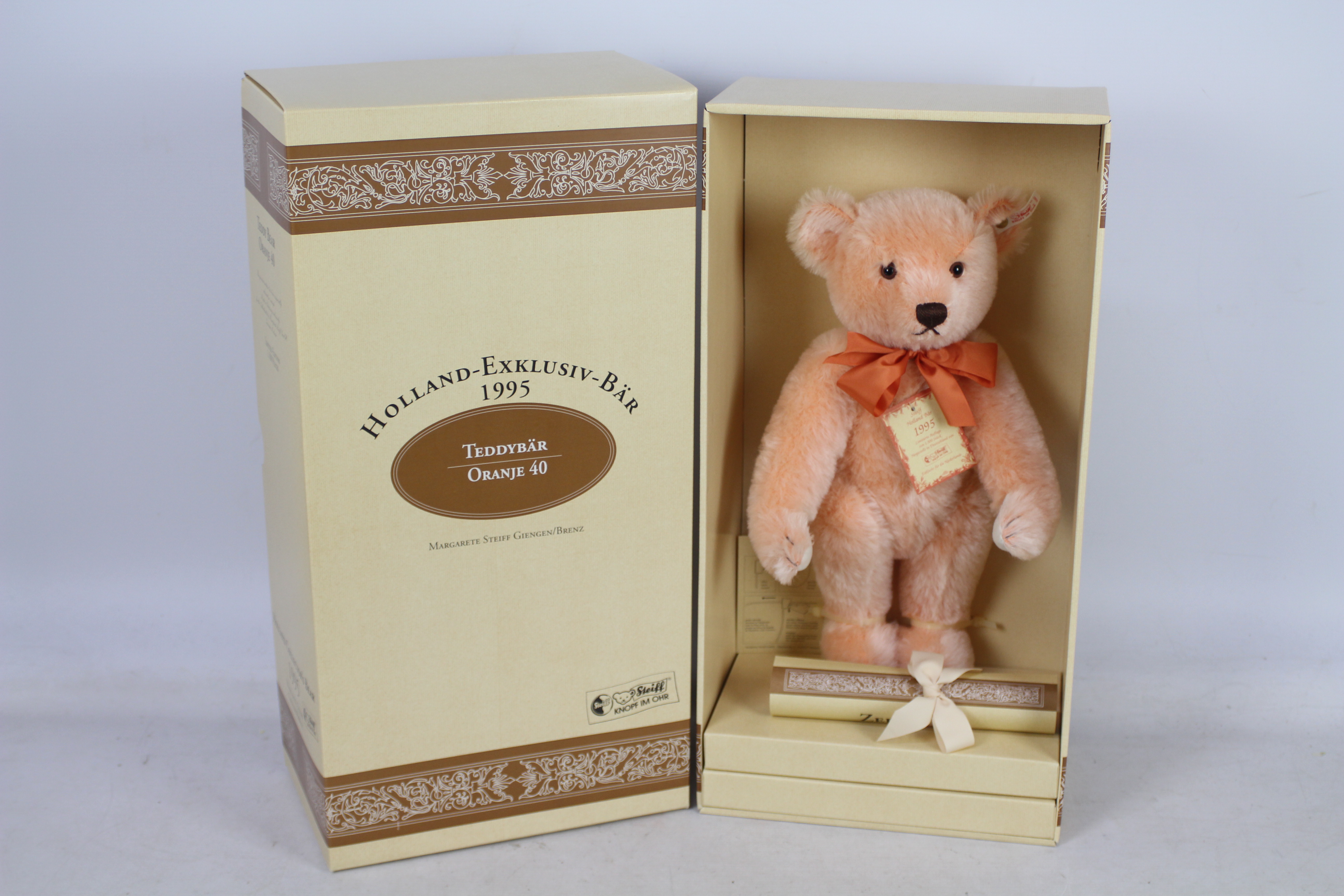 Steiff Holland Bear Exclusive Orange 40 1995 - Holland Exklusiv Bar.