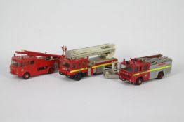 R.S.H. - 3 built kit model Fire Engines, two Dennis models and a Volvo Saxon Simon Snorkel.