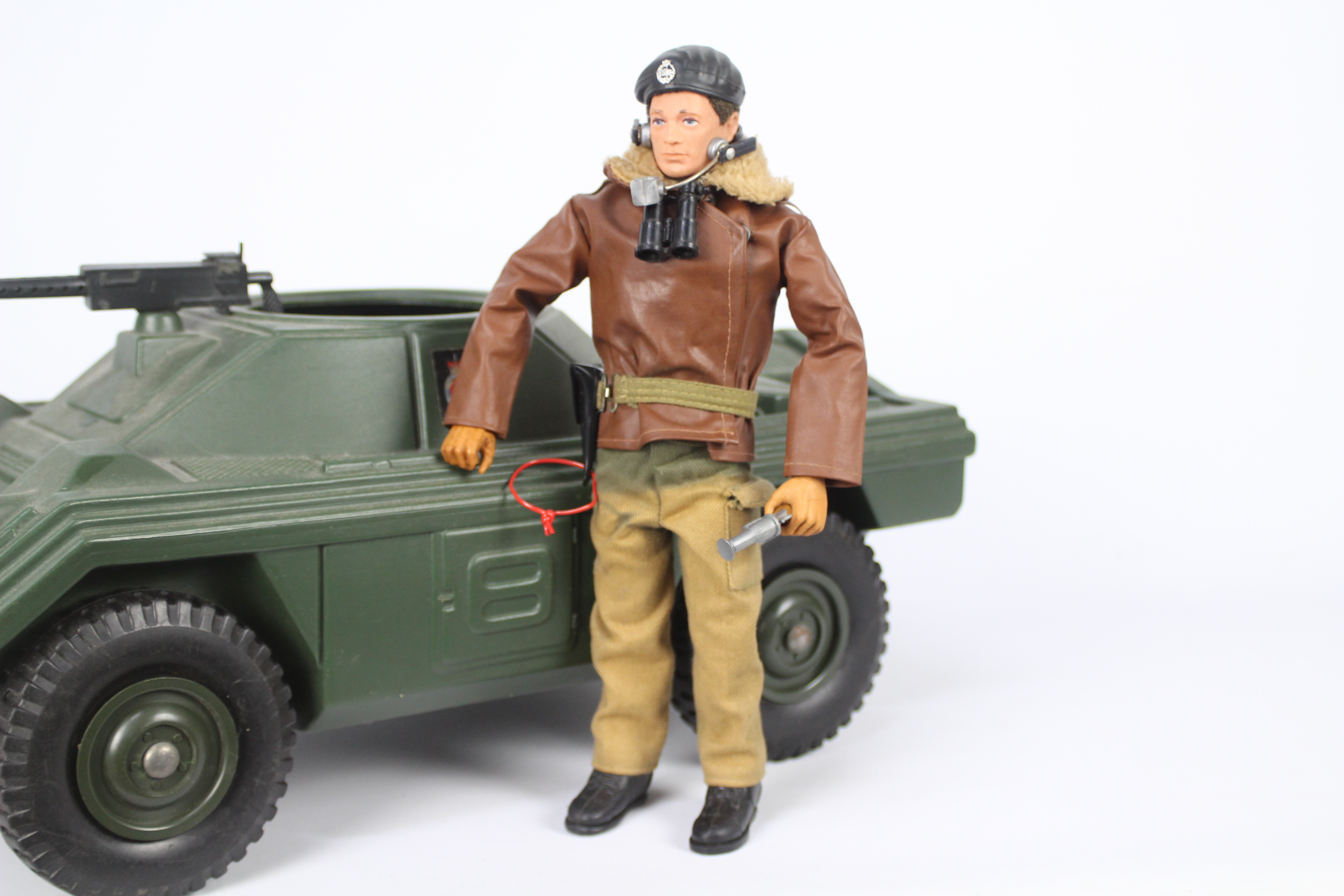 Palitoy, Action Man - A vintage brown flock hair Action Man figure in Tank Commander outfit, - Bild 2 aus 10