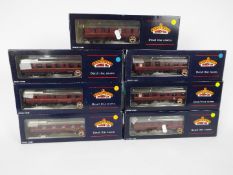 Bachmann - seven OO gauge maroon corridor coaches, # 39-026B, 39-051C, 39-103, 39-126, 39-151A,