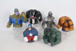 A collection of six Marvel Money Bank Busts to include - Captain America - Hulk - Venom.