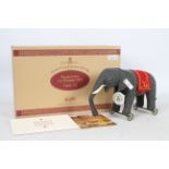 Steiff Felt Elephant on wheels 1914 replica, Grey 22. A Steiff Club Edition replica 1997/98.