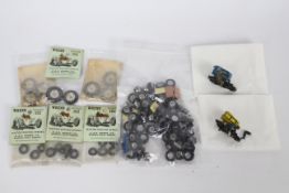 Corgi - Morestone - Wrenn - 2 Morestone Motorcycle and Sidecars and a quantity of spare wheels,