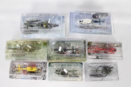 Amercom - 8 x 1:72 scale blister-packed die-cast model helicopters, 15 x plus Amercom magazines,