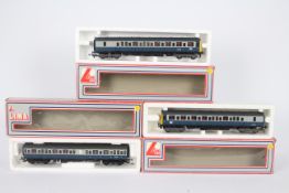 Lima - an OO gauge three-car diesel electric unit Western blue livery locomotive and two coaches op.