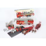 Cursor - CEF - Conrad - Matchbox - 6 unboxed model Fire Engines and a quantity of spare parts