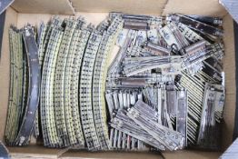 Hornby - 60 plus pieces of curved railway track and 30 plus pieces of railroad switch track.