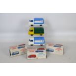 Merehall's - 3 boxed Commer Van models with friction motors, one is a delivery van,