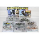 Amercom - 8 x blister-packed die-cast model helicopters and 5 x helicopter magazines - Lot includes