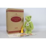 Steiff School Starter Bear Green 30 1998/1999 - A 30cm bear in green mohair with five joints,