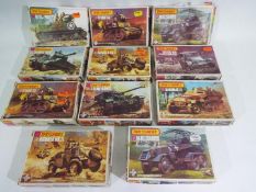 Matchbox - A group of 11 boxed vintage plastic 1:72 scale military model kits by Matchbox.
