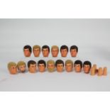 Palitoy, Hasbro, Action Man - A collection of 15 spare Action Man heads and some parts.