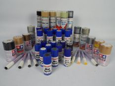 Tamiya, Humbrol - Over 40 cans of mainly Humbrol model spray paint in varying sizes.