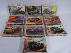 Matchbox - 10 boxed vintage plastic 1:72 scale military model kits by Matchbox.