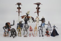 Hasbro - Star Wars - A group of 16 x unboxed modern figures plus Speeder Bike and other items