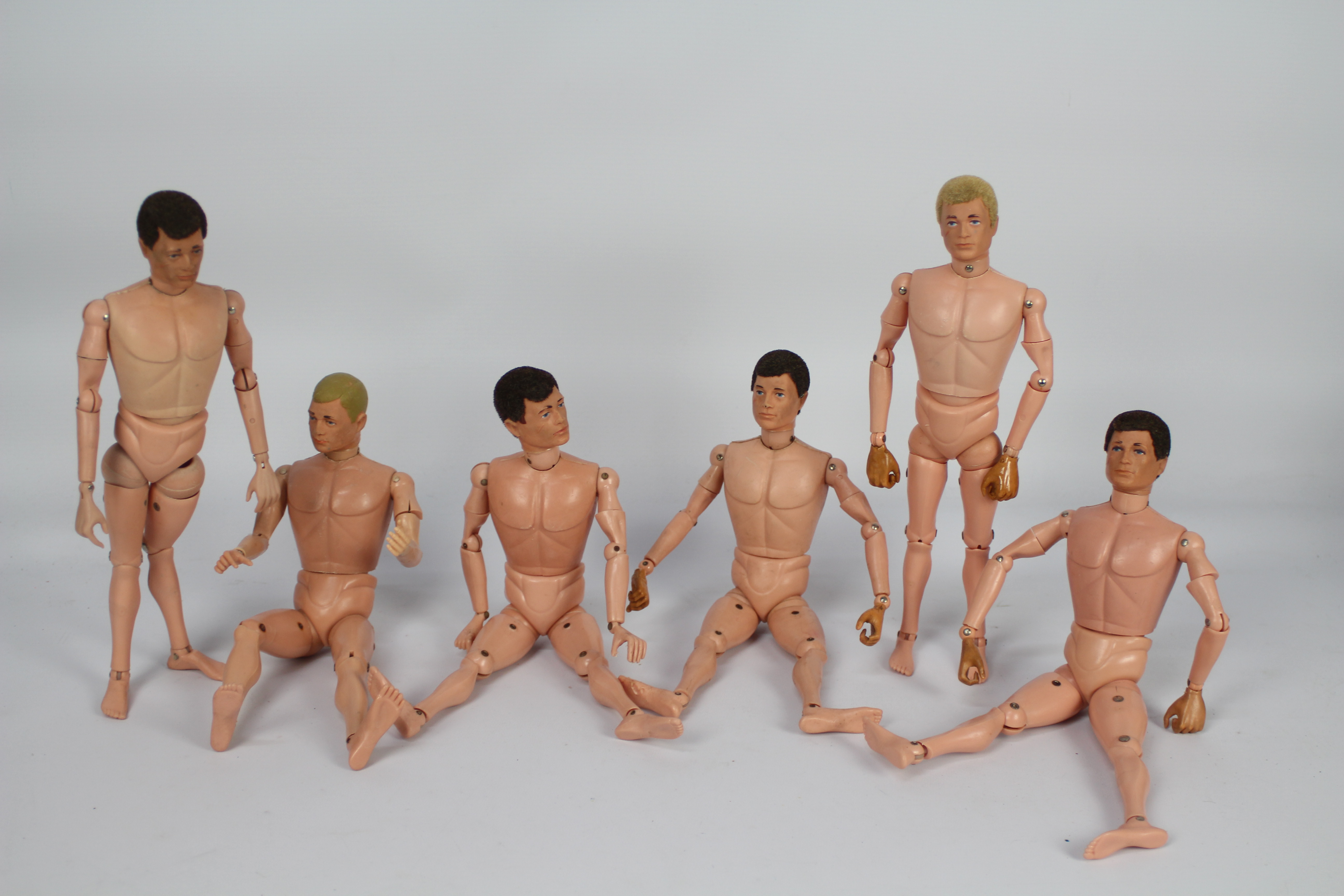 Palitoy, Action Man - Six naked Palitoy Action Man figures.