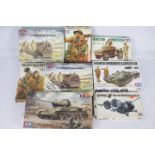 Tamiya, Airfix - Eight boxed mainly 1:35 scale plastic model military vehicle and figure kits.