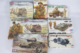 Tamiya, Airfix - Eight boxed mainly 1:35 scale plastic model military vehicle and figure kits.