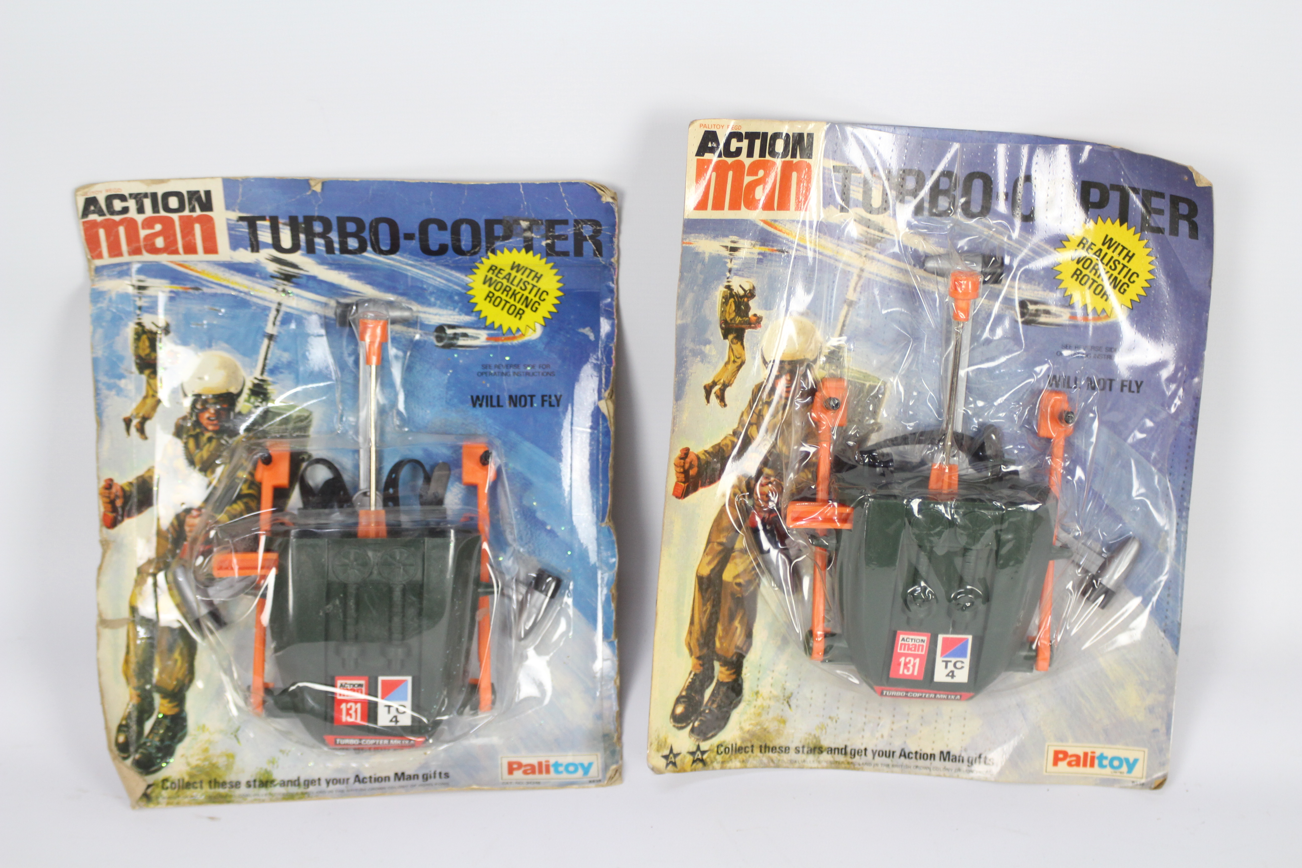 Palitoy, Action Man - Two carded Palitoy Action Man Turbo Copters.