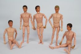 Palitoy, Action Man - Five naked Palitoy Action Man Eagle-Eye figures.