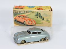 JNF (Germany) - A boxed JNF Prototyp tinplate clockwork Porsche, made in the 'US Zone of W.