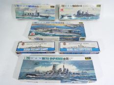 Hasegawa, Fujimi, Airfix - Sic plastic model ship kits in various scales.