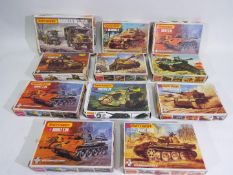 Matchbox - A boxed grouping of 11 vintage plastic 1:72 scale military model kits by Matchbox.