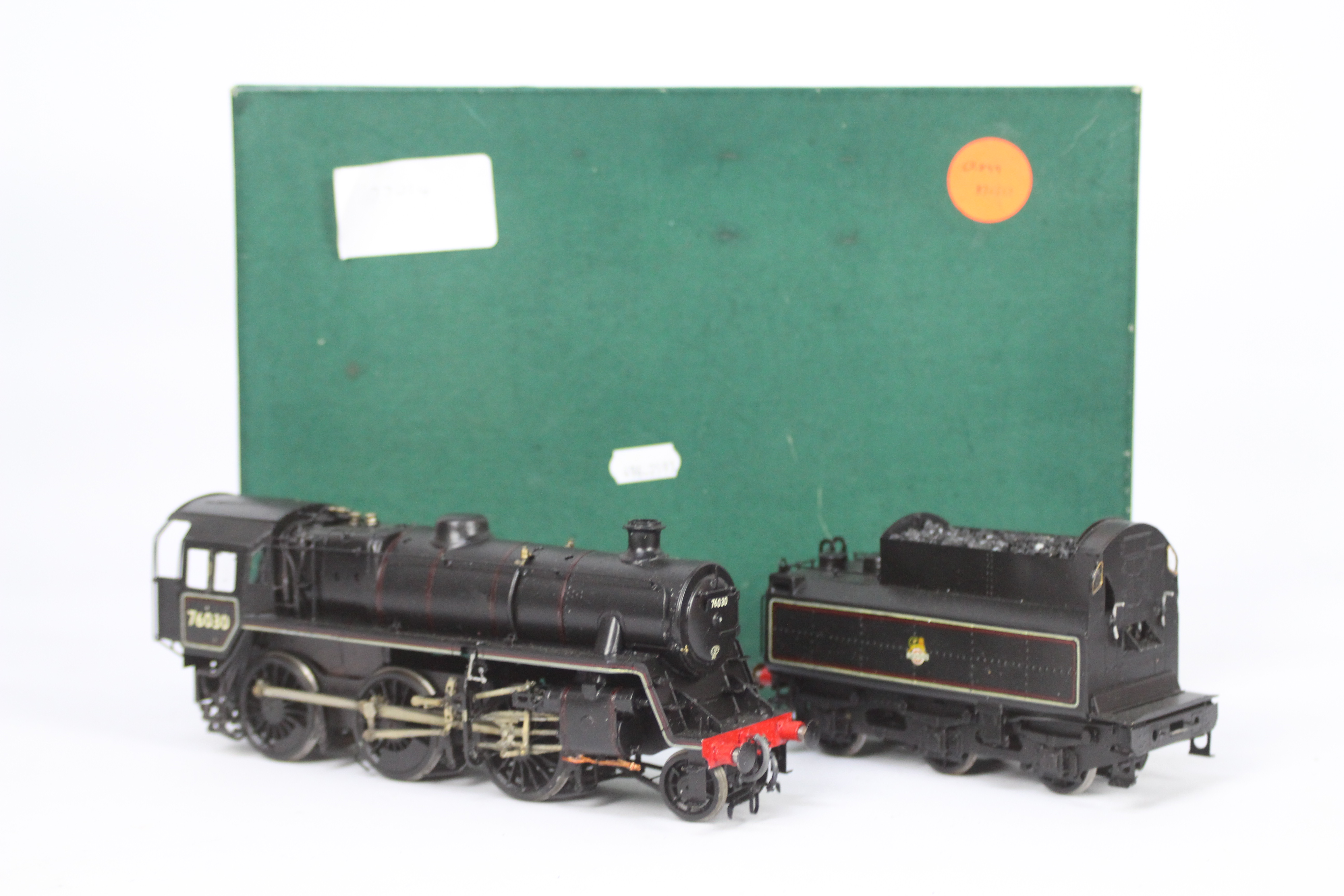 An O gauge kit built metal diecast standard class 4MT 2-6-0 locomotive and tender, op no 76030,