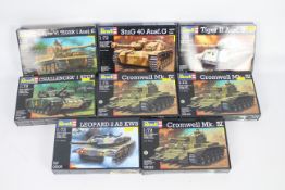 Revell - Eight boxed 1:72 scale military vehicle plastic model kits by Revell.