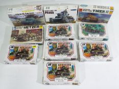 Fujimi, JB Models - 10 boxed 1:76 scale military vehicle plastic model kits.
