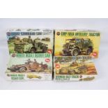 Airfix - Four boxed vintage Airfix 1:35 scale plastic military vehicle model kits.