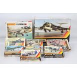Matchbox - A boxed grouping of nine vintage plastic 1:72 military aircraft model kits by Matchbox.