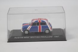 Ixo - a Boxed Austin Mini ' British Pavillon' 1967 edition in 1:43 scale.