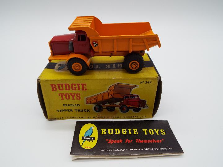 Budgie Toys - a die-cast Euclid Tipper Truck #242, orange body and base, red cab, - Image 2 of 2