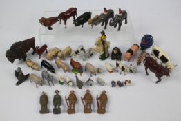 Britains - A collection of 39 x mostly Britains metal farm and zoo animals and 6 x figures