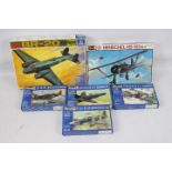 Revell, Italeri - Six boxed military aircraft plastic model kits.