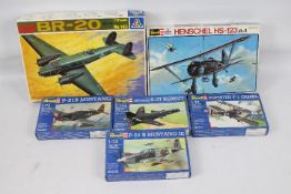 Revell, Italeri - Six boxed military aircraft plastic model kits.
