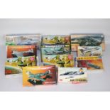 Heller; Hasegawa, Supermodel - 11 boxed 1:72 scale military aircraft plastic model kits.