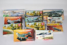 Heller; Hasegawa, Supermodel - 11 boxed 1:72 scale military aircraft plastic model kits.