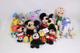 Disney - Mattel - 13 x TV and Film related soft toys including Micky Mouse, Wallace and Gromit,