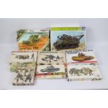 Italeri, Tamiya, Fuman, Other - A group of 10 boxed military model kits in various scales.